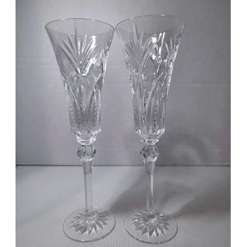 Pair Cristal D'Arques Durand Vincennes Lead Crystal Champagne Flutes France